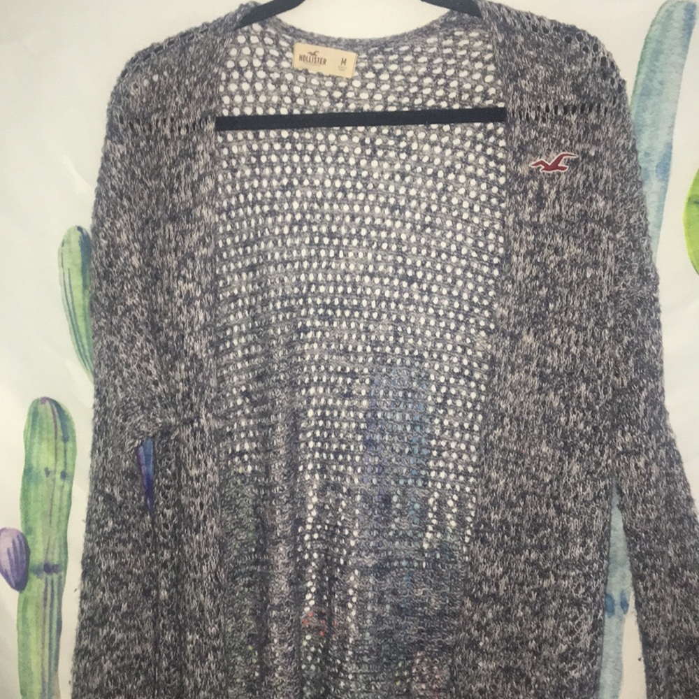 blue and white hollister cardigan